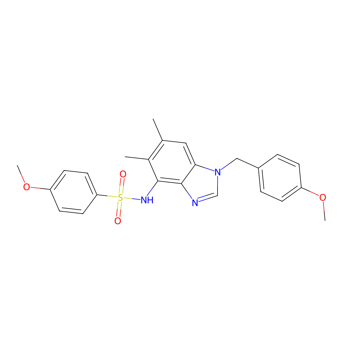 4-methoxy-N-[1-(4-methoxybenzyl)-5,6-dimethyl-1H-1,3-benzimidazol-4-yl]benzenesulfonamide molecular structure, CAS 338954-91-9