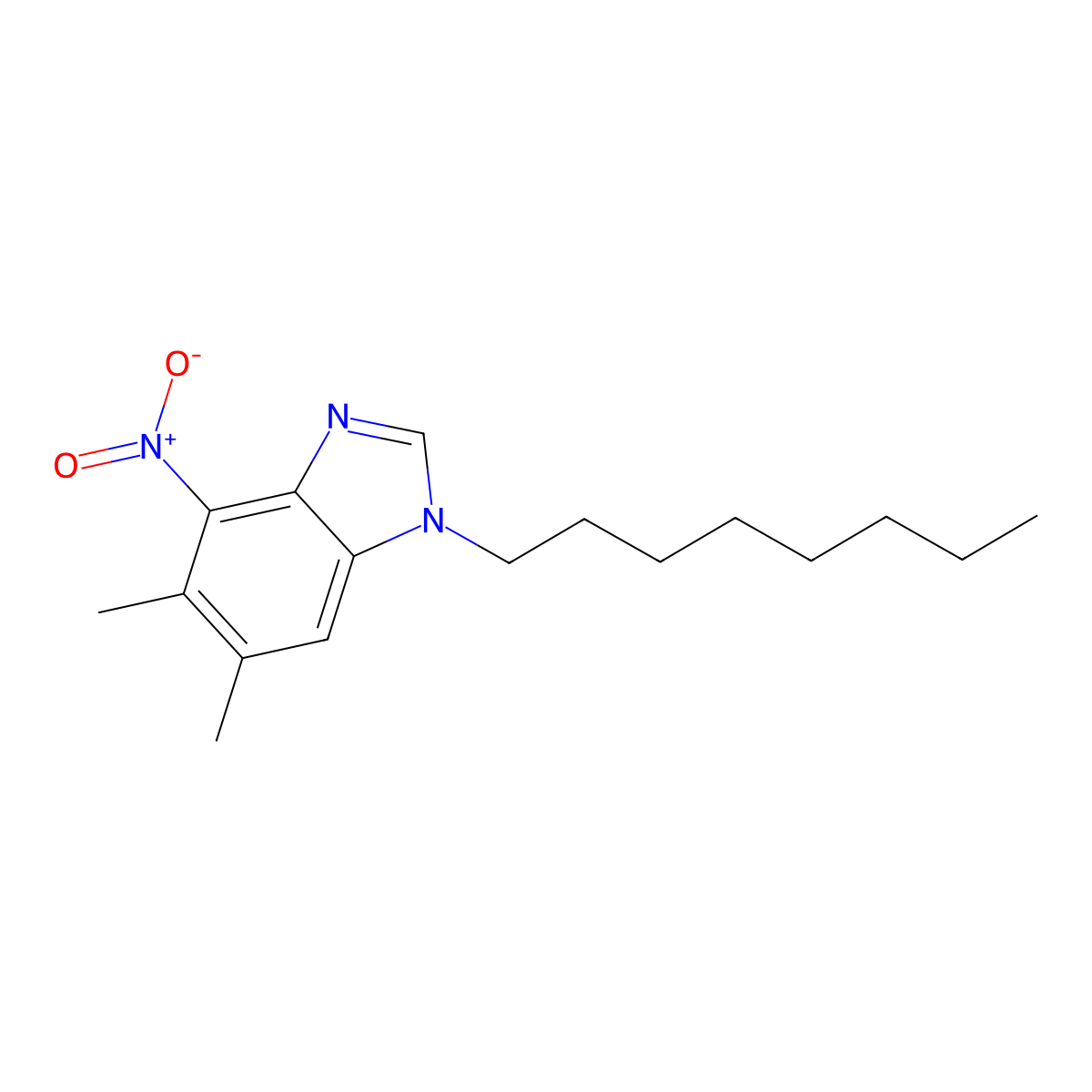 5,6-dimethyl-4-nitro-1-octyl-1H-1,3-benzimidazole molecular structure, CAS 338954-97-5