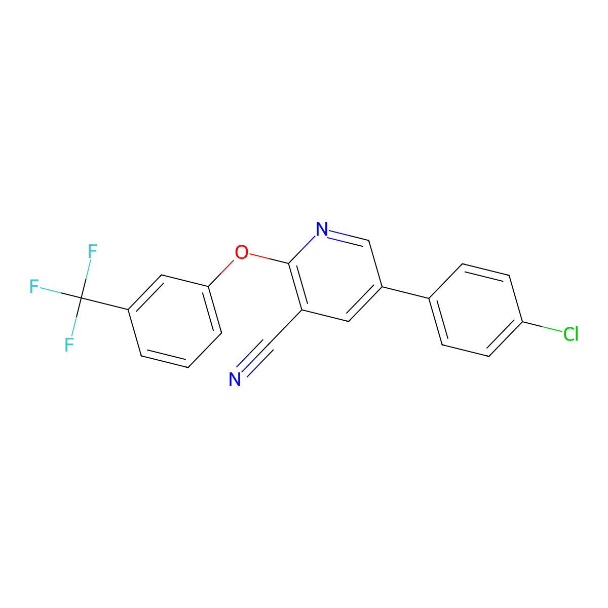 5-(4-Chlorophenyl)-2-[3-(trifluoromethyl)phenoxy]pyridine-3-carbonitrile molecular structure, CAS 338955-27-4