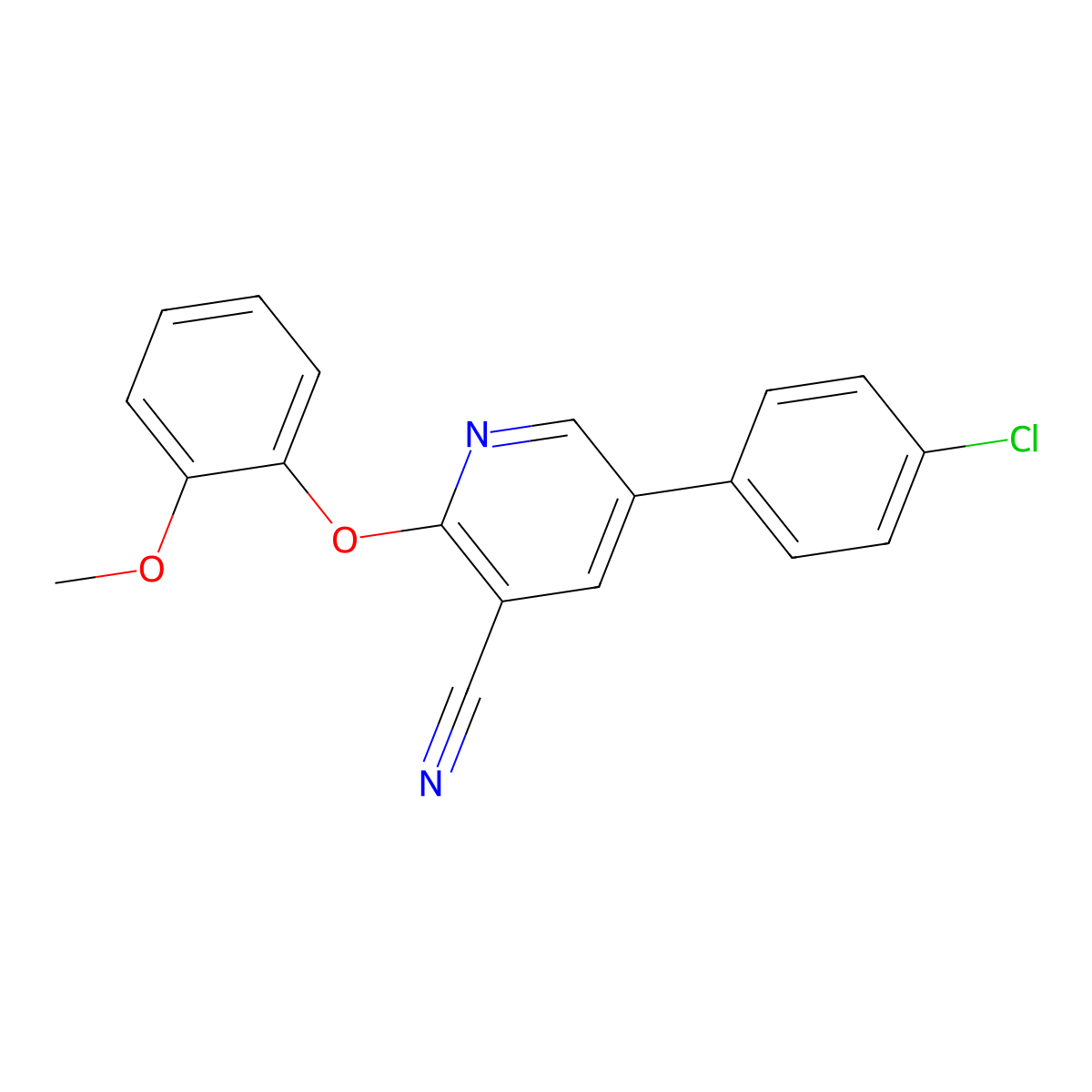 5-(4-Chlorophenyl)-2-(2-methoxyphenoxy)nicotinonitrile molecular structure, CAS 338955-29-6