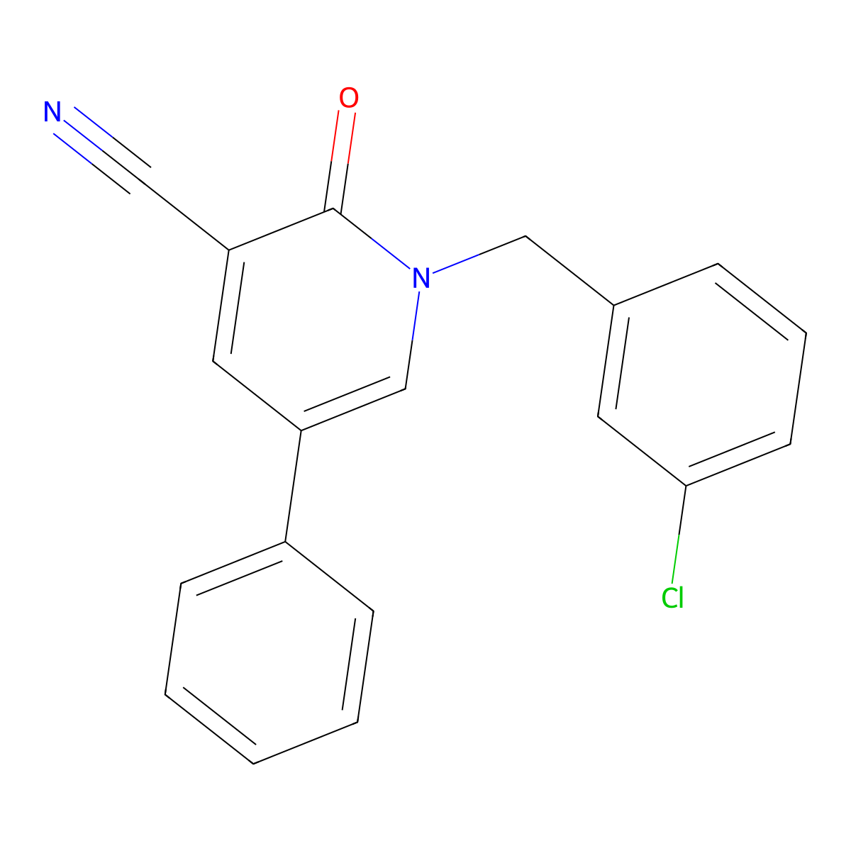 1-(3-Chlorobenzyl)-2-oxo-5-phenyl-1,2-dihydro-3-pyridinecarbonitrile molecular structure, CAS 338955-45-6