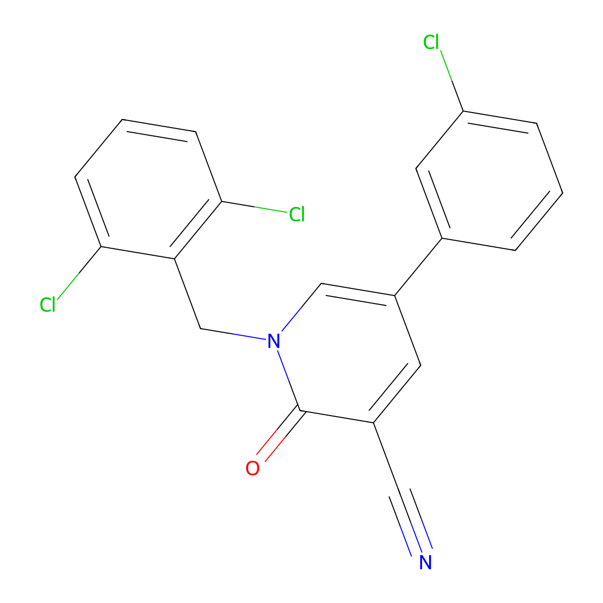 5-(3-Chlorophenyl)-1-(2,6-dichlorobenzyl)-2-oxo-1,2-dihydro-3-pyridinecarbonitrile molecular structure, CAS 338955-49-0