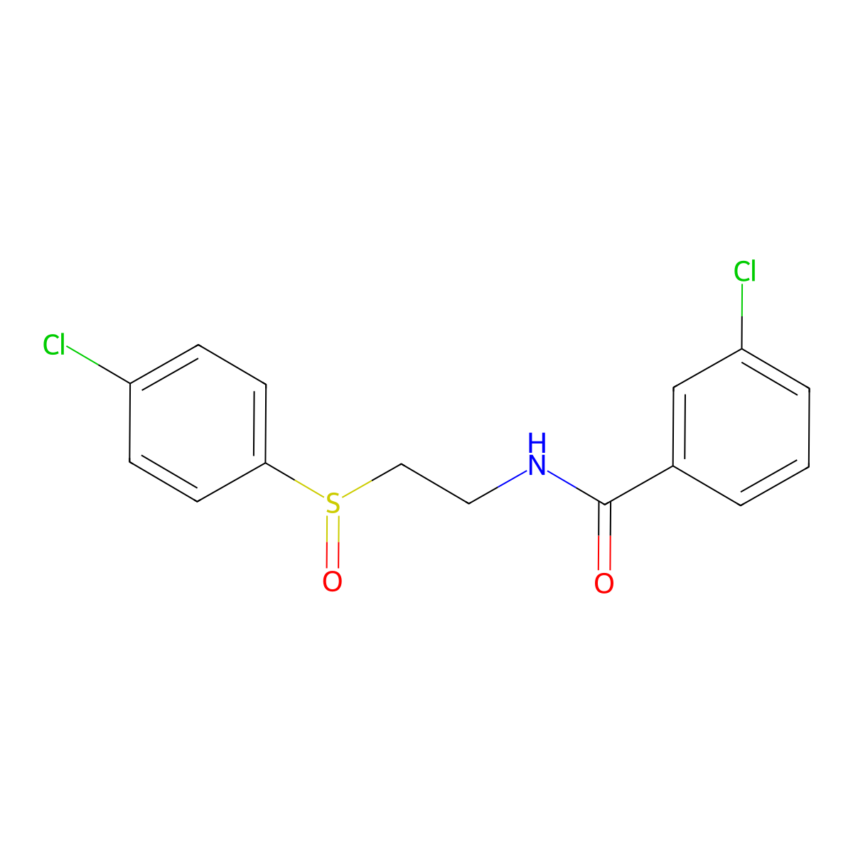 3-chloro-N-{2-[(4-chlorophenyl)sulfinyl]ethyl}benzenecarboxamide molecular structure, CAS 338955-78-5