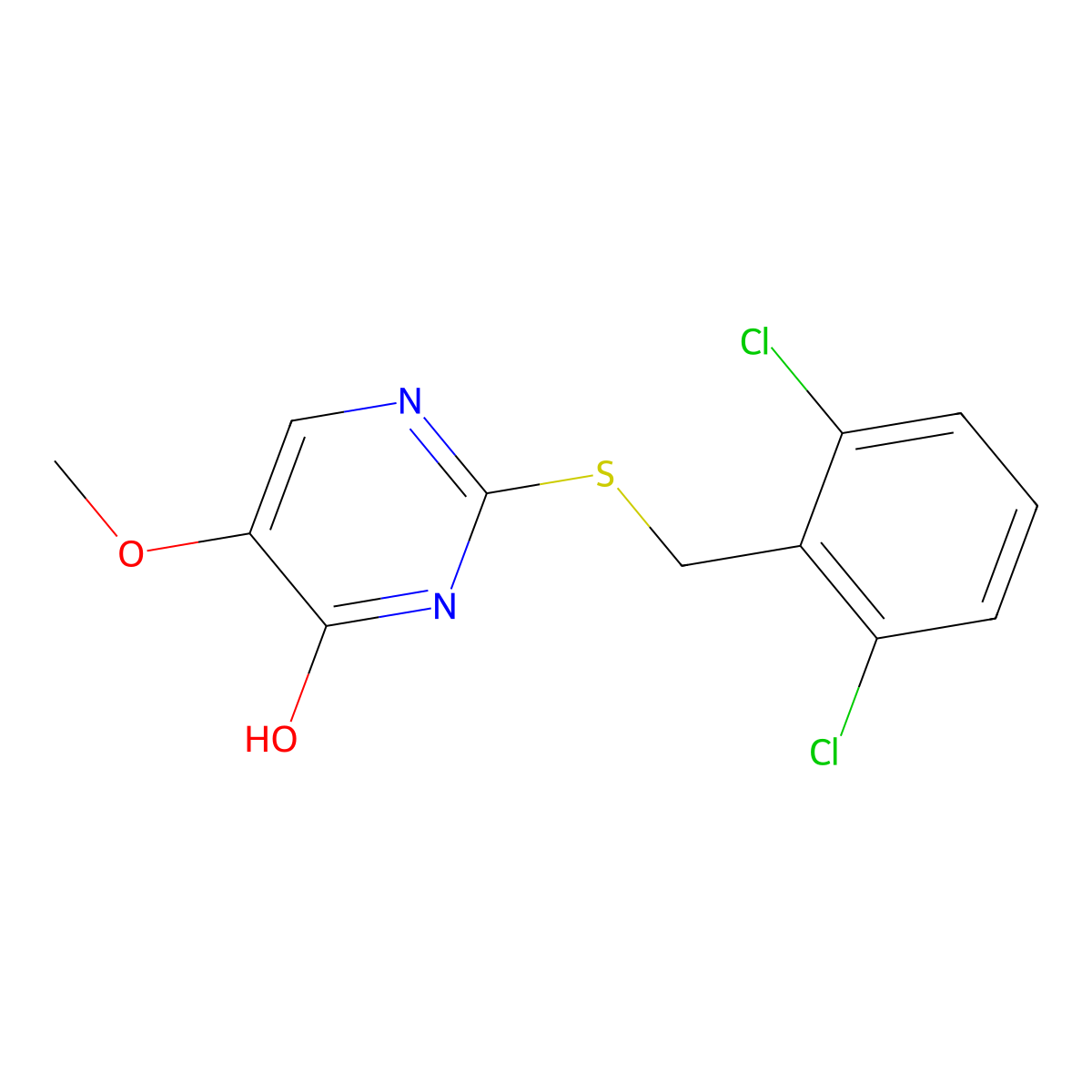 2-[(2,6-Dichlorobenzyl)sulfanyl]-5-methoxy-4-pyrimidinol molecular structure, CAS 338955-80-9