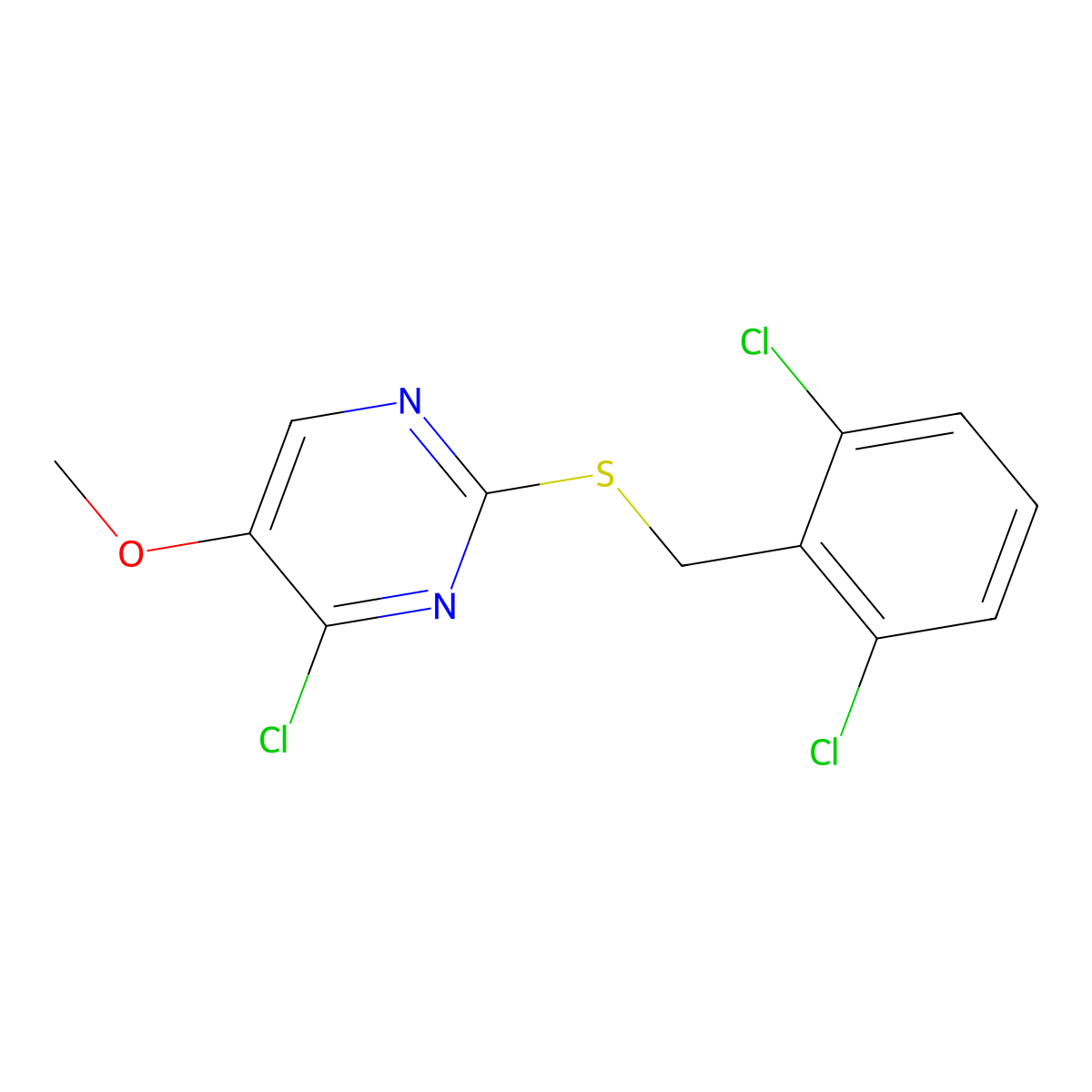 4-Chloro-2-[(2,6-dichlorobenzyl)sulfanyl]-5-methoxypyrimidine molecular structure, CAS 338955-82-1