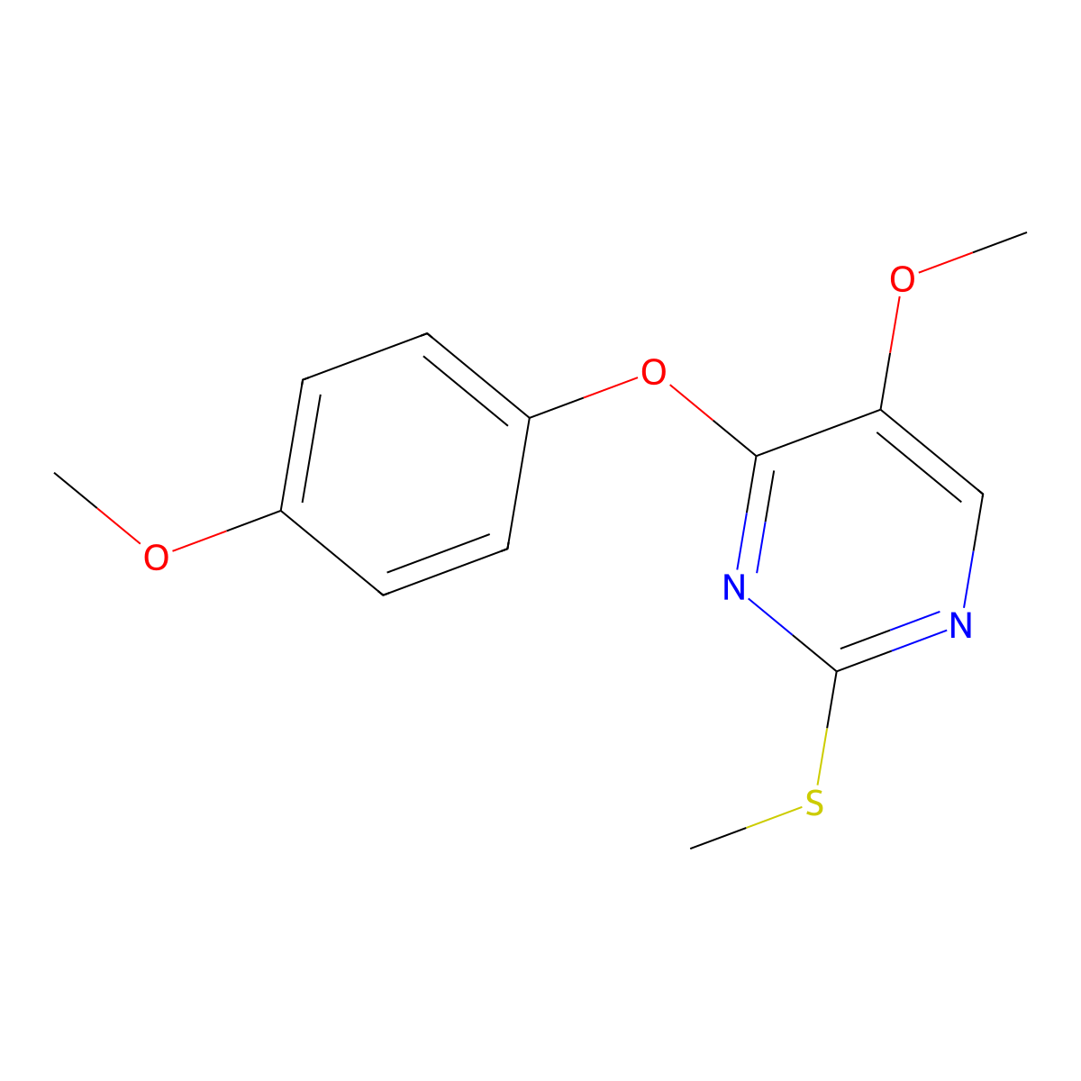 5-Methoxy-4-(4-methoxyphenoxy)-2-(methylsulfanyl)pyrimidine molecular structure, CAS 338956-02-8