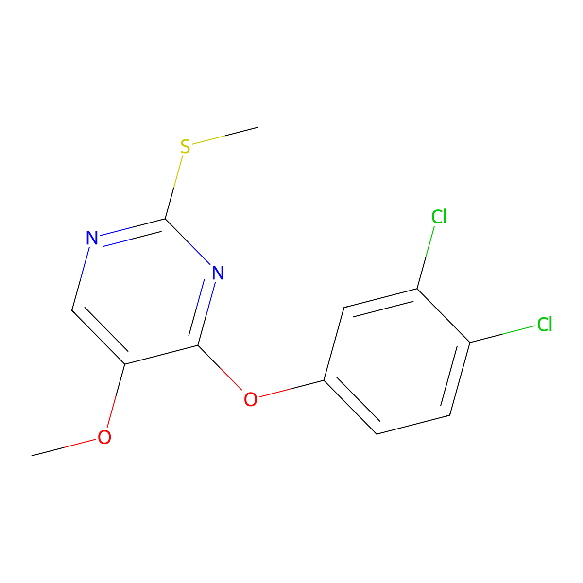 4-(3,4-Dichlorophenoxy)-5-methoxy-2-(methylsulfanyl)pyrimidine molecular structure, CAS 338956-04-0