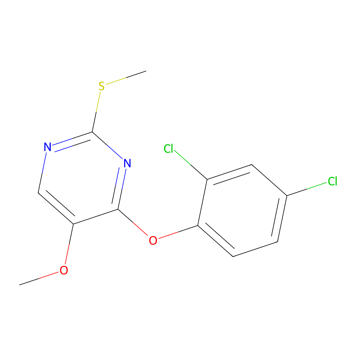 4-(2,4-Dichlorophenoxy)-5-methoxy-2-(methylsulfanyl)pyrimidine molecular structure, CAS 338956-05-1
