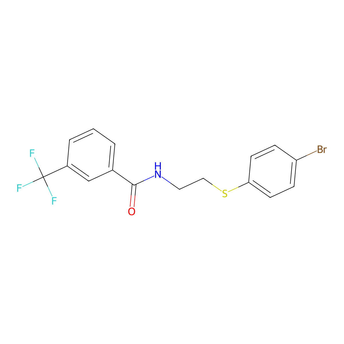 N-[2-(4-bromophenyl)sulfanylethyl]-3-(trifluoromethyl)benzamide molecular structure, CAS 338956-08-4