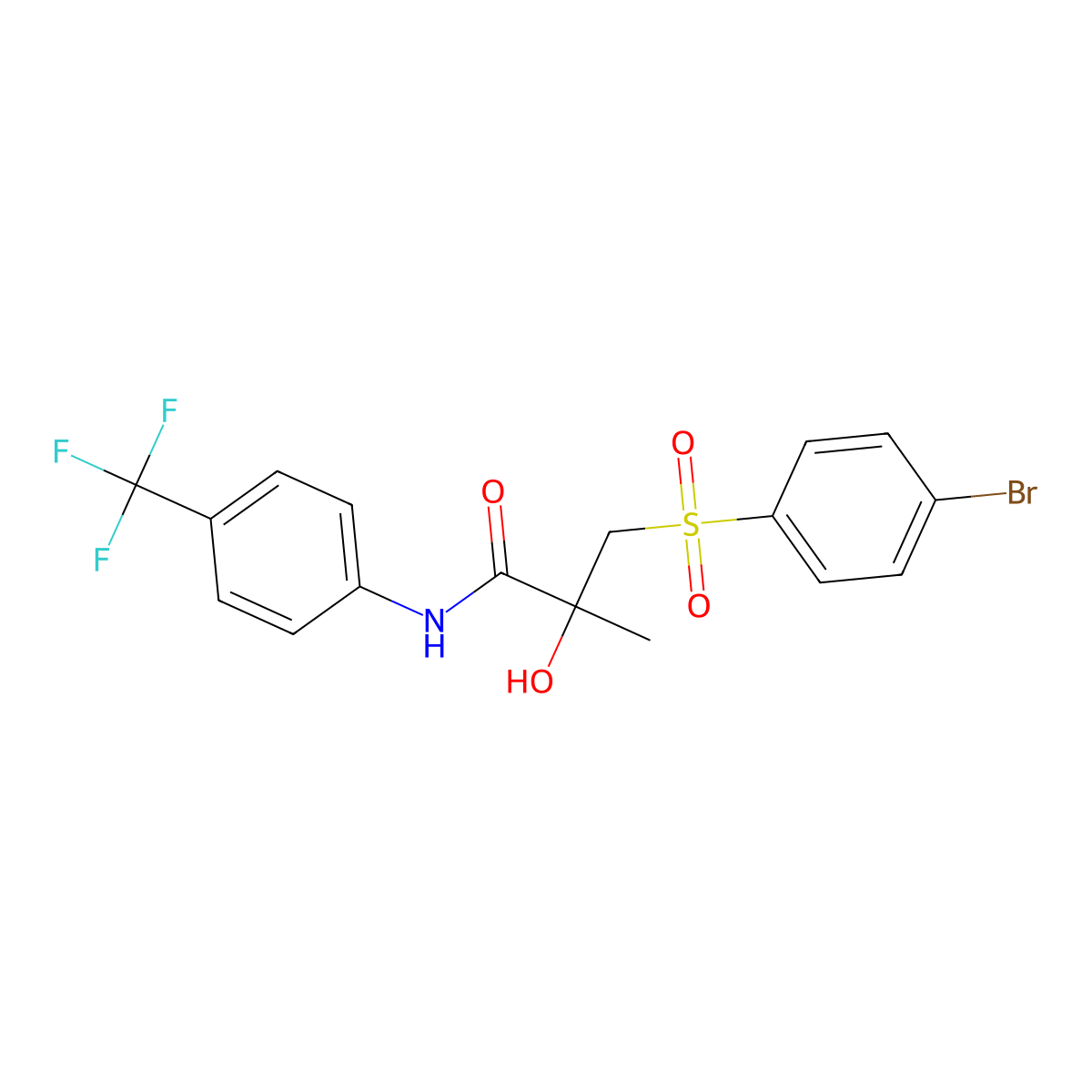 3-[(4-bromophenyl)sulfonyl]-2-hydroxy-2-methyl-N-[4-(trifluoromethyl)phenyl]propanamide molecular structure, CAS 338956-13-1