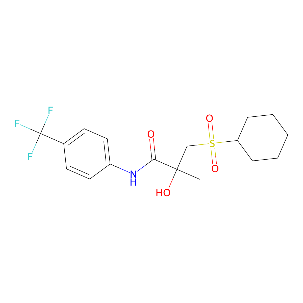 3-(cyclohexylsulfonyl)-2-hydroxy-2-methyl-N-[4-(trifluoromethyl)phenyl]propanamide molecular structure, CAS 338956-17-5