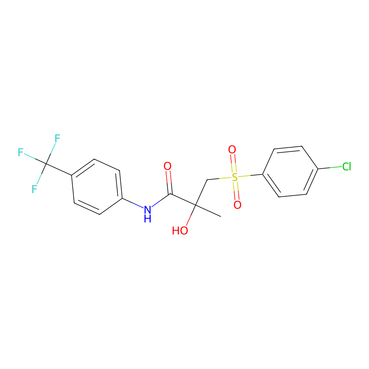 3-[(4-chlorophenyl)sulfonyl]-2-hydroxy-2-methyl-N-[4-(trifluoromethyl)phenyl]propanamide molecular structure, CAS 338956-18-6