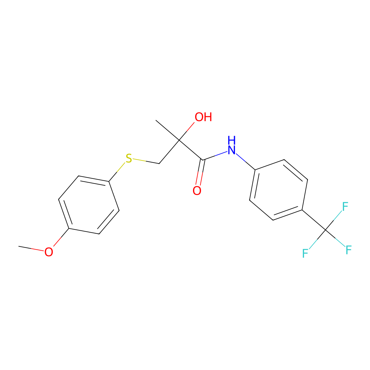 2-hydroxy-3-[(4-methoxyphenyl)sulfanyl]-2-methyl-N-[4-(trifluoromethyl)phenyl]propanamide molecular structure, CAS 338956-19-7