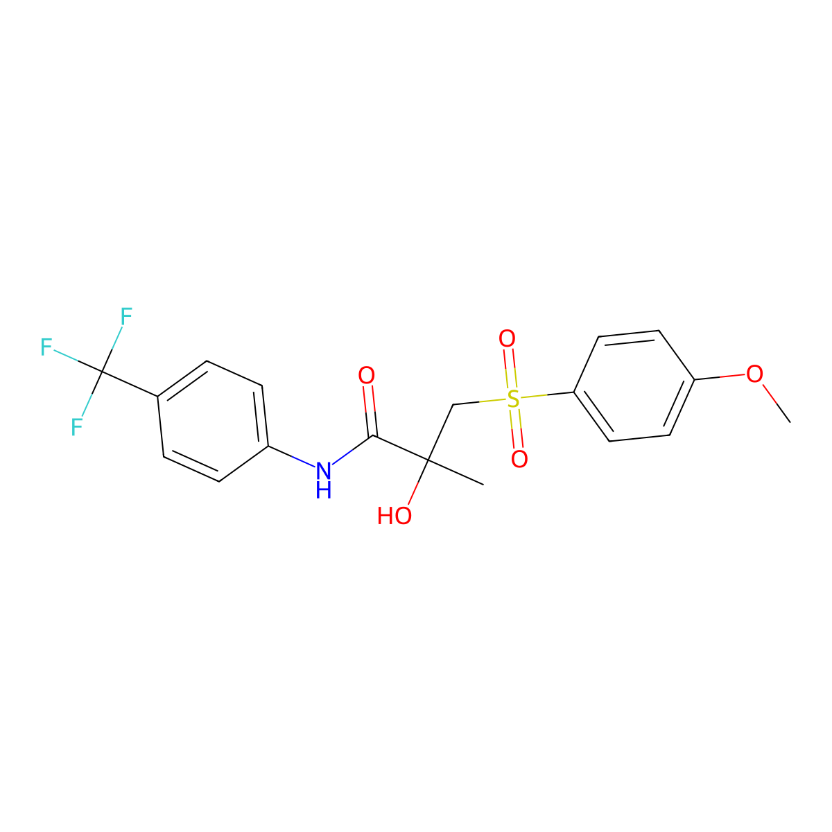 2-hydroxy-3-[(4-methoxyphenyl)sulfonyl]-2-methyl-N-[4-(trifluoromethyl)phenyl]propanamide molecular structure, CAS 338956-20-0