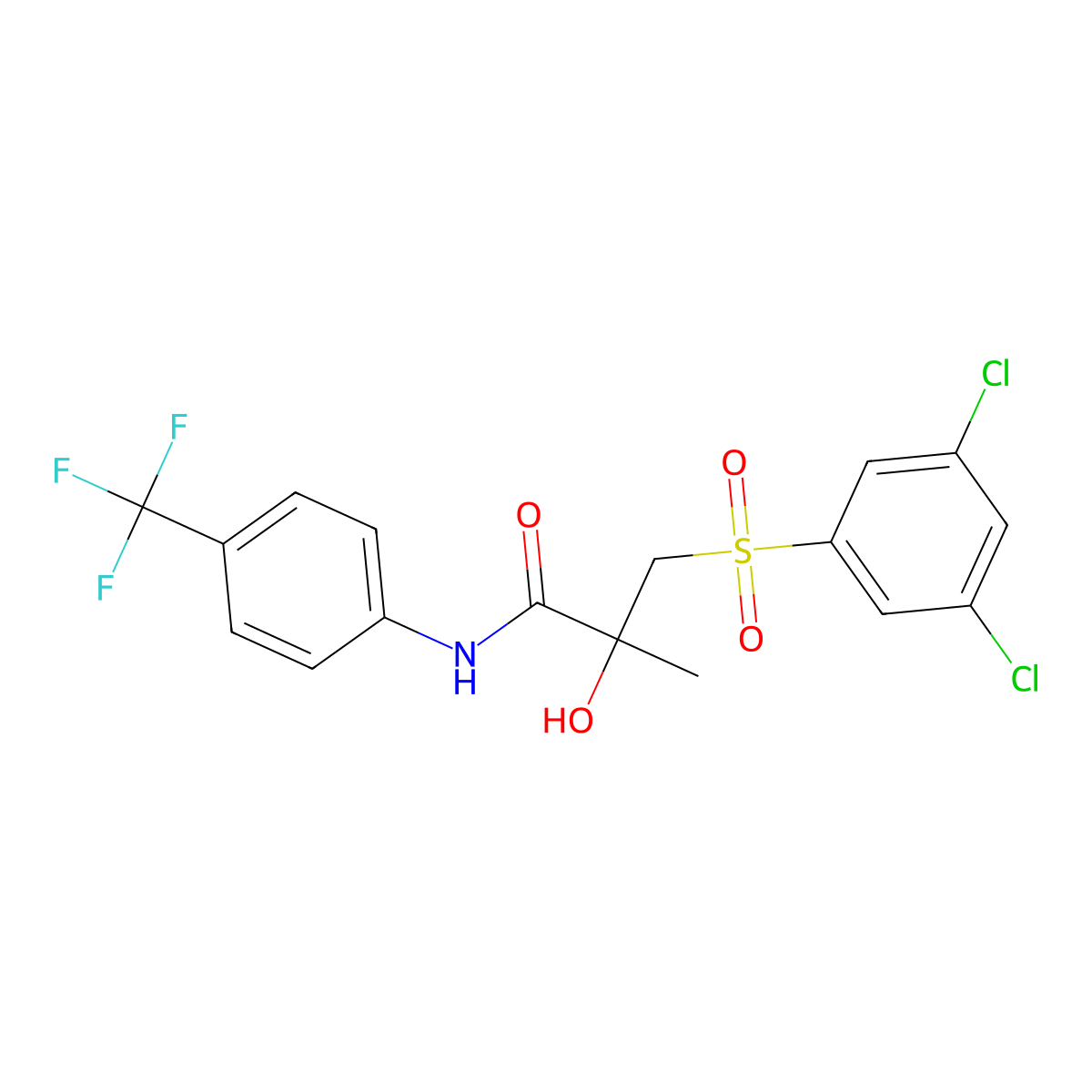 3-[(3,5-dichlorophenyl)sulfonyl]-2-hydroxy-2-methyl-N-[4-(trifluoromethyl)phenyl]propanamide molecular structure, CAS 338956-21-1