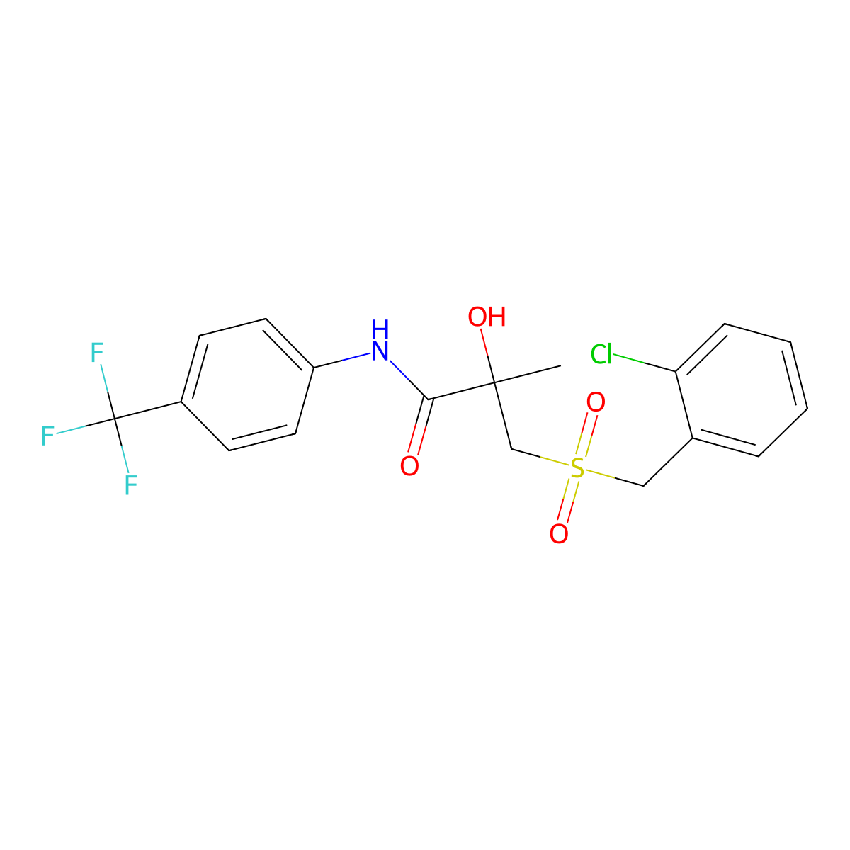 3-[(2-chlorobenzyl)sulfonyl]-2-hydroxy-2-methyl-N-[4-(trifluoromethyl)phenyl]propanamide molecular structure, CAS 338956-22-2