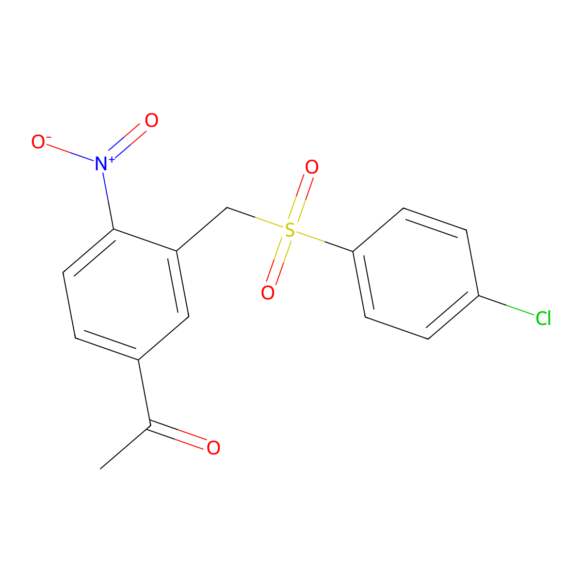 1-(3-{[(4-Chlorophenyl)sulfonyl]methyl}-4-nitrophenyl)-1-ethanone molecular structure, CAS 338956-24-4