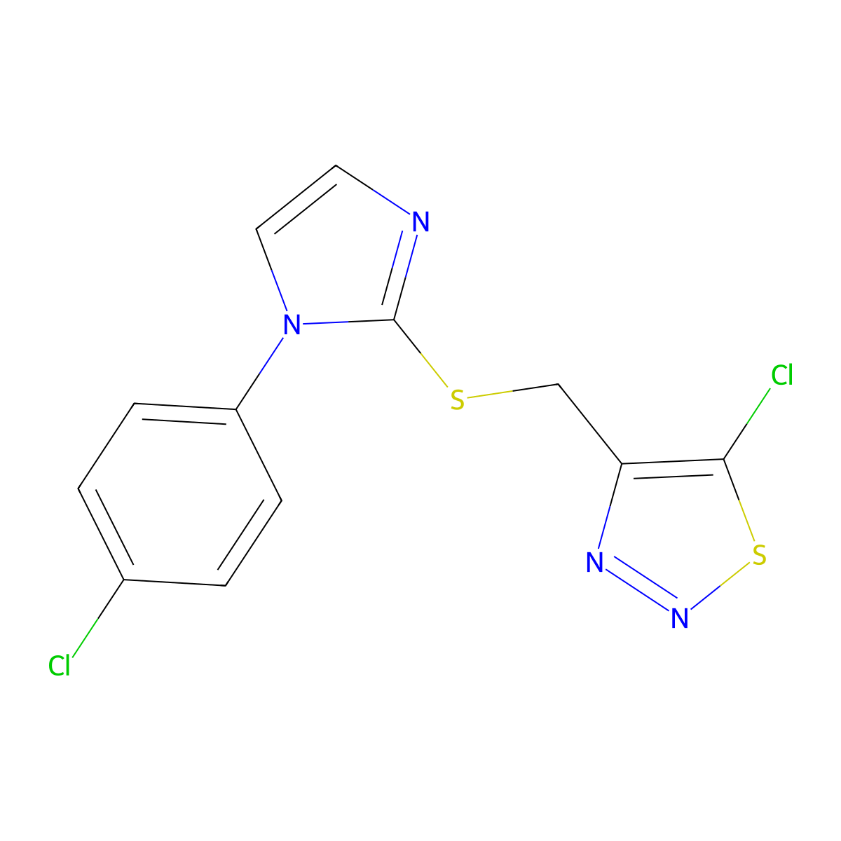 1-(4-Chlorophenyl)-1H-imidazol-2-yl (5-chloro-1,2,3-thiadiazol-4-yl)methyl sulfide molecular structure, CAS 338956-25-5