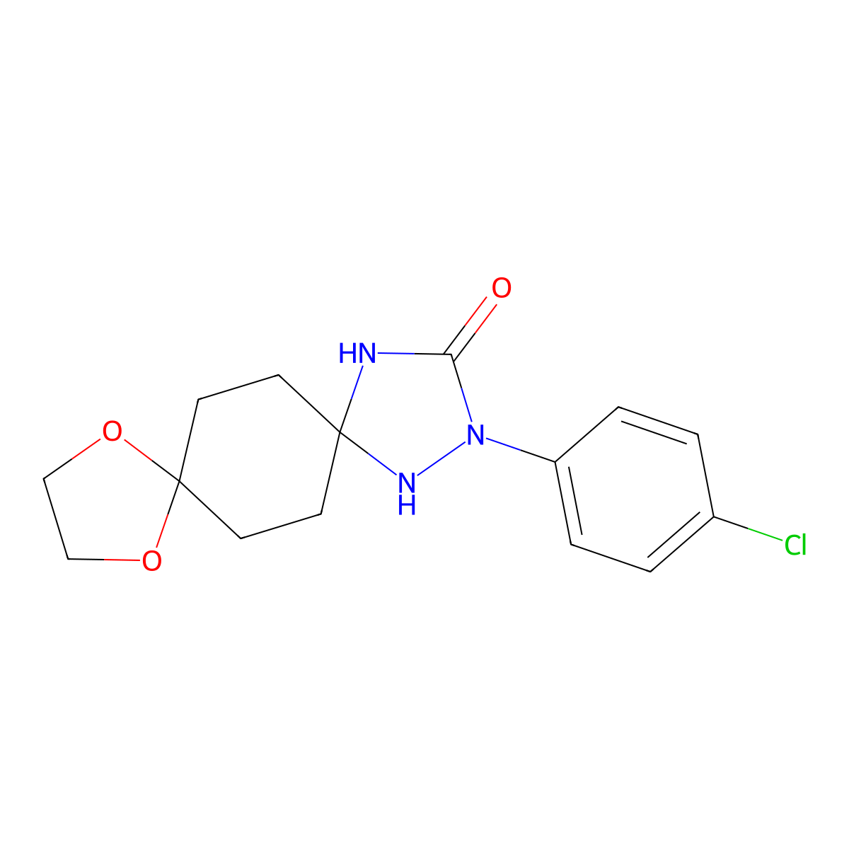 2-(4-Chlorophenyl)-9,12-dioxa-1,2,4-triazadispiro[4.2.4.2]tetradecan-3-one molecular structure, CAS 338956-26-6