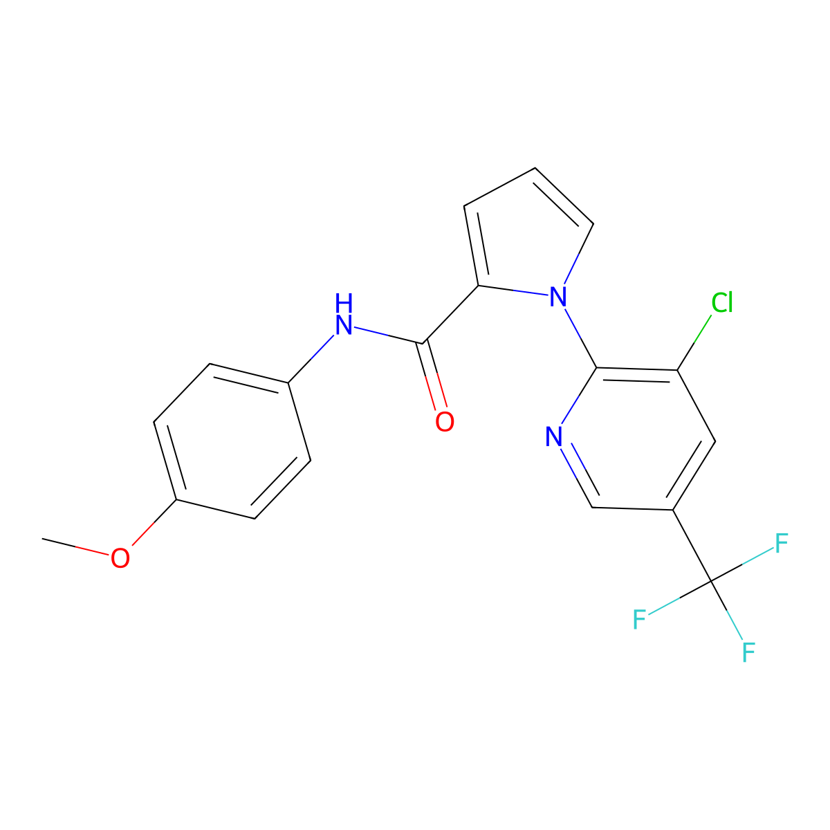 1-[3-chloro-5-(trifluoromethyl)-2-pyridinyl]-N-(4-methoxyphenyl)-1H-pyrrole-2-carboxamide molecular structure, CAS 338956-38-0