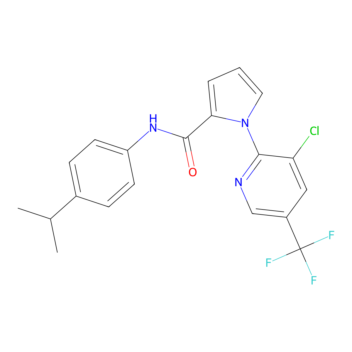 1-[3-chloro-5-(trifluoromethyl)-2-pyridinyl]-N-(4-isopropylphenyl)-1H-pyrrole-2-carboxamide molecular structure, CAS 338956-40-4