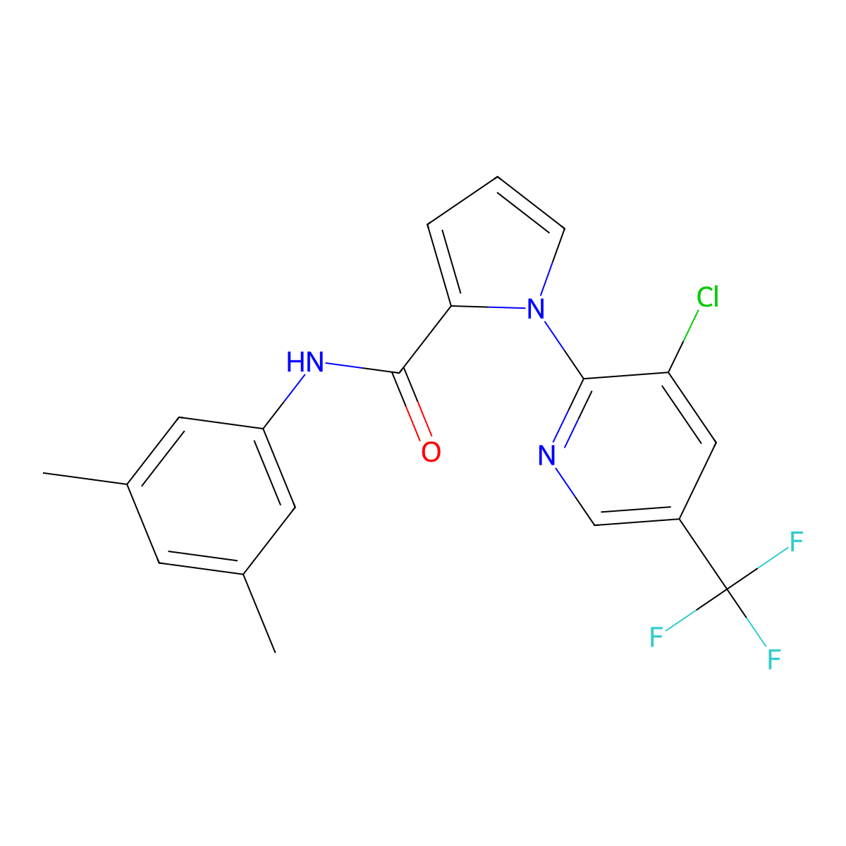 1-[3-chloro-5-(trifluoromethyl)-2-pyridinyl]-N-(3,5-dimethylphenyl)-1H-pyrrole-2-carboxamide molecular structure, CAS 338956-41-5