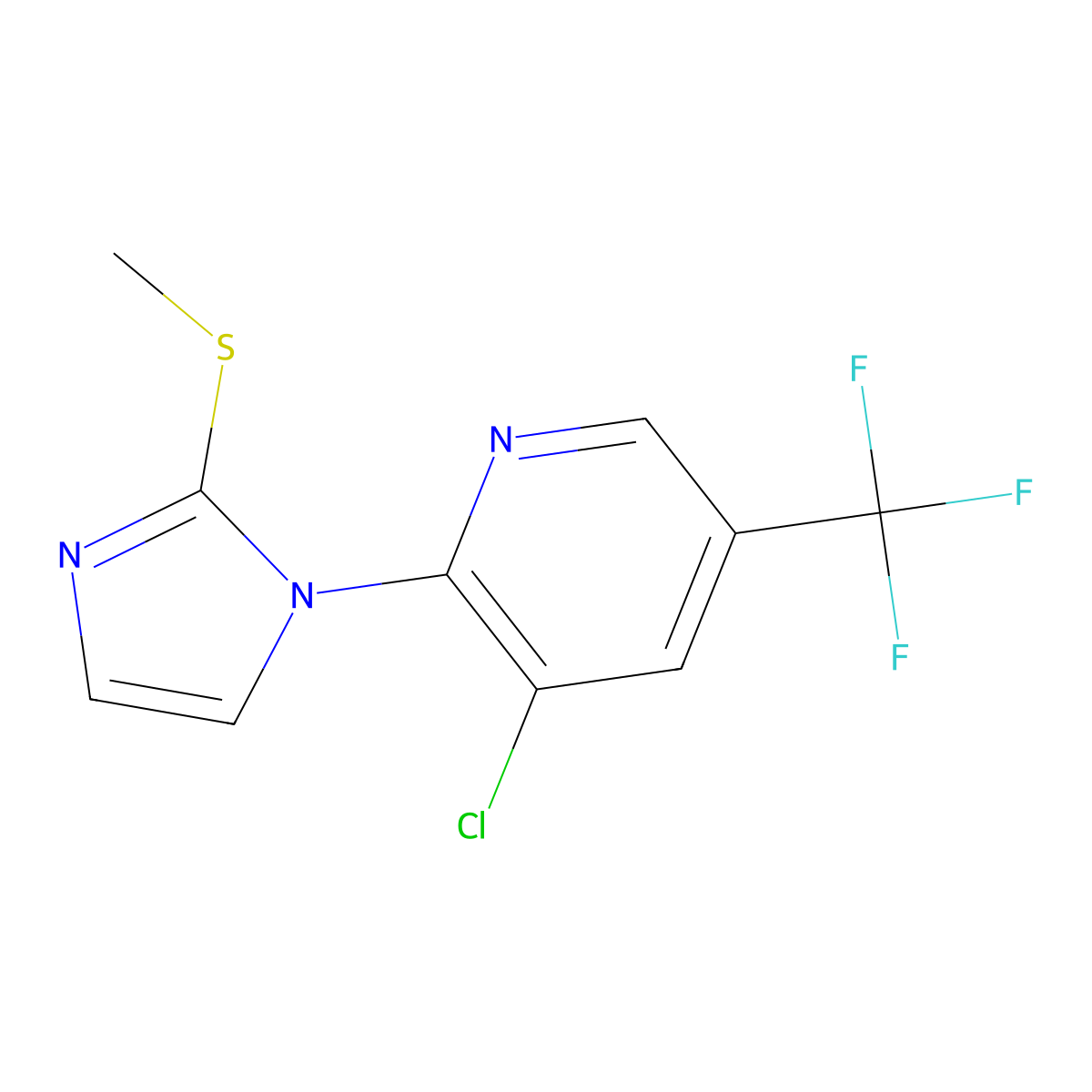 3-chloro-2-[2-(methylsulfanyl)-1H-imidazol-1-yl]-5-(trifluoromethyl)pyridine molecular structure, CAS 338956-48-2