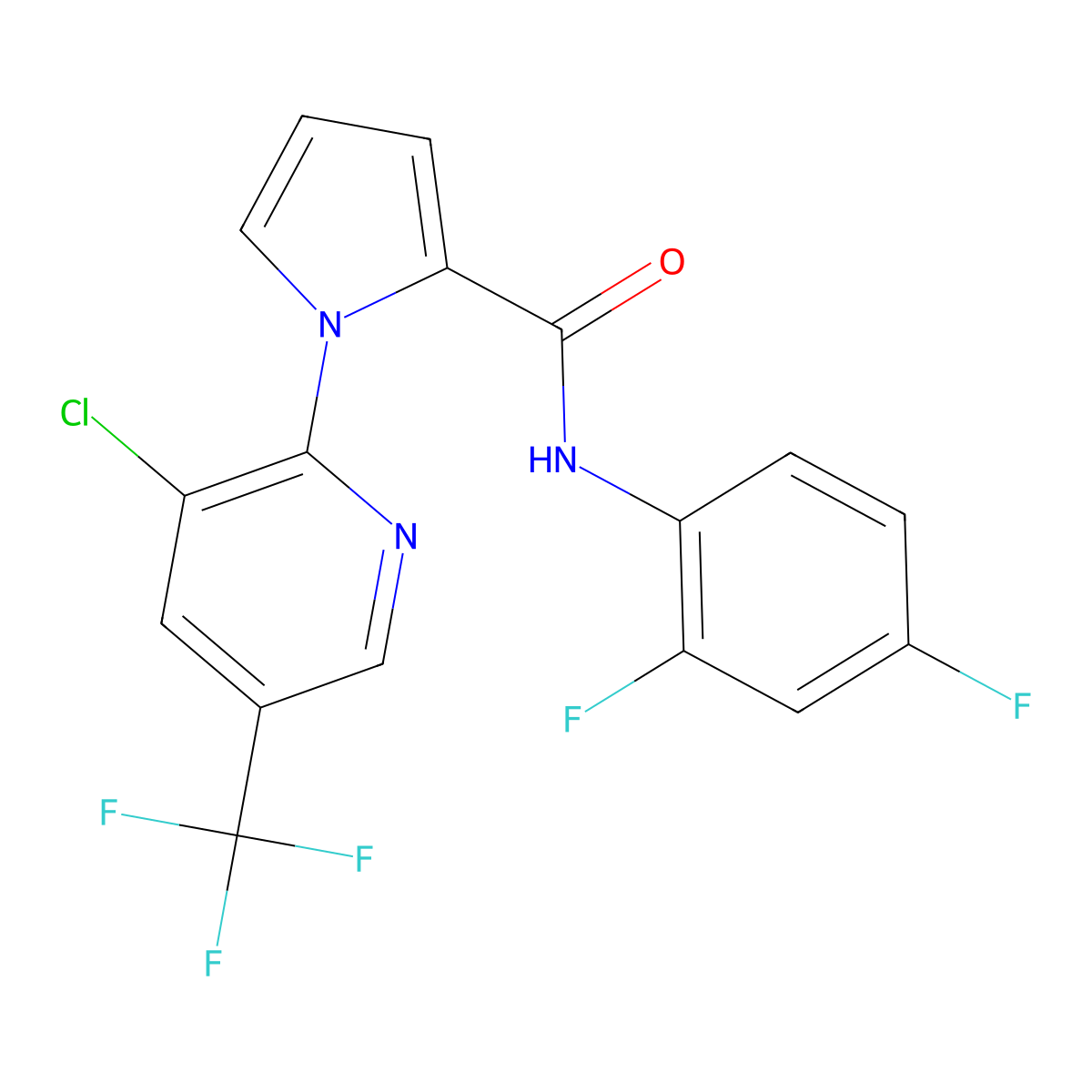 1-[3-chloro-5-(trifluoromethyl)-2-pyridinyl]-N-(2,4-difluorophenyl)-1H-pyrrole-2-carboxamide molecular structure, CAS 338956-55-1