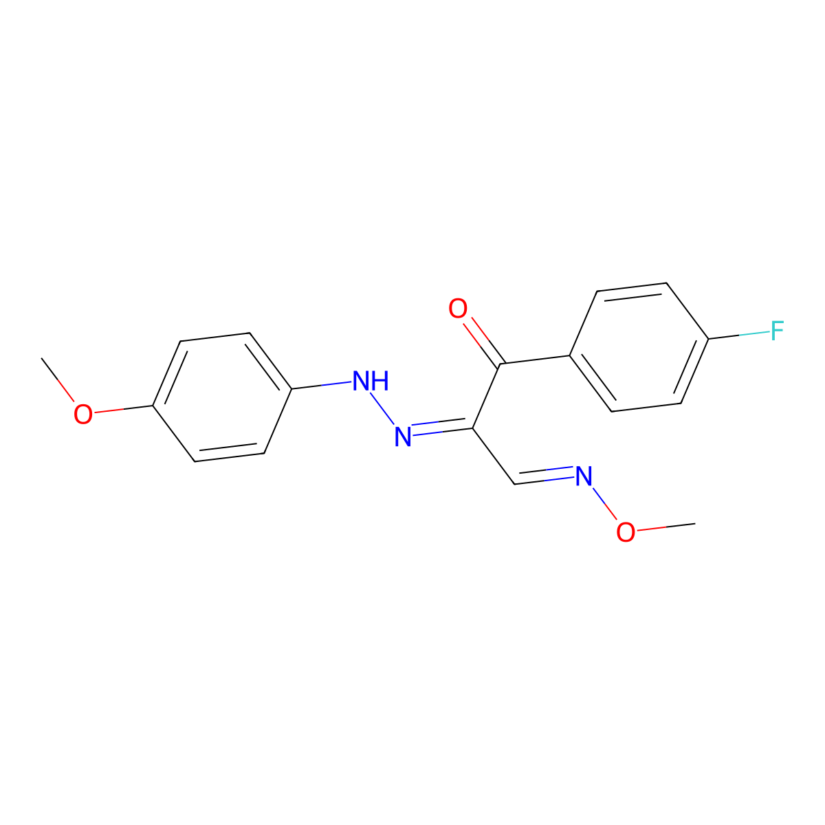 3-(4-fluorophenyl)-2-[2-(4-methoxyphenyl)hydrazono]-3-oxopropanal O-methyloxime molecular structure, CAS 338956-60-8