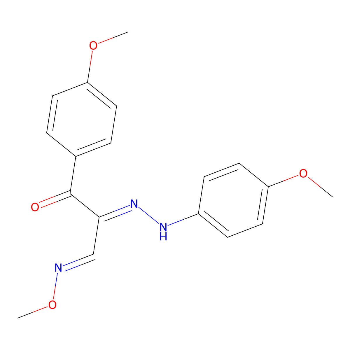 3-(4-methoxyphenyl)-2-[2-(4-methoxyphenyl)hydrazono]-3-oxopropanal O-methyloxime molecular structure, CAS 338956-62-0