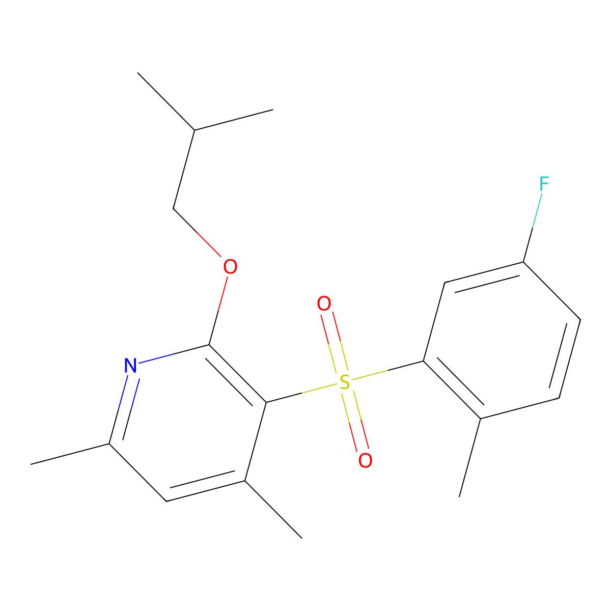 3-[(5-Fluoro-2-methylphenyl)sulfonyl]-2-isobutoxy-4,6-dimethylpyridine molecular structure, CAS 338956-80-2