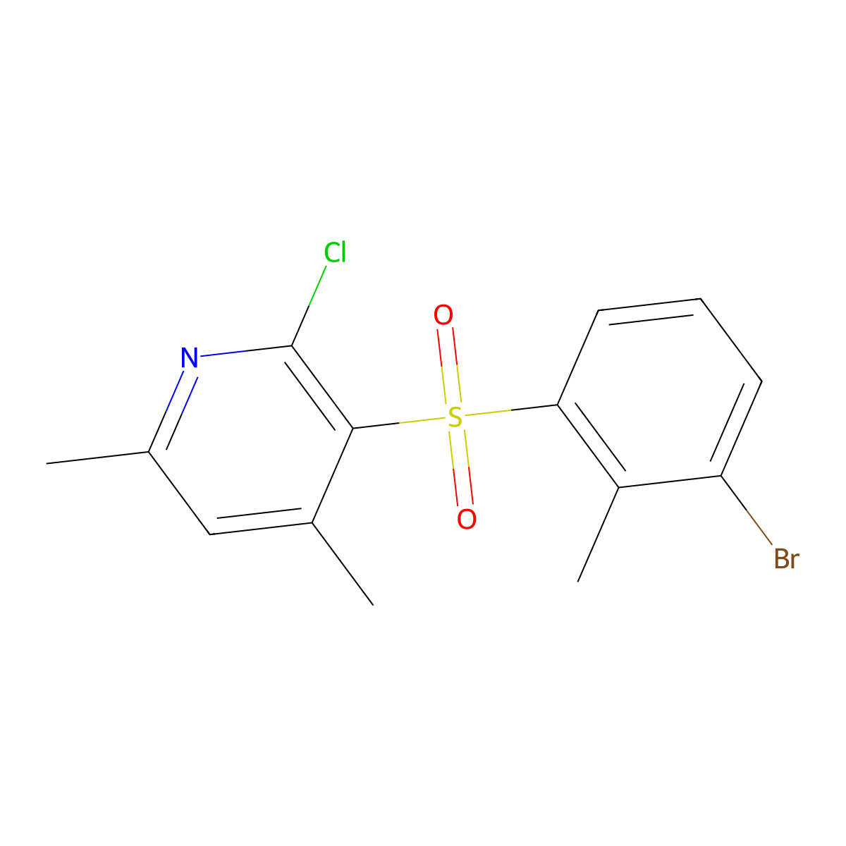 3-[(3-Bromo-2-methylphenyl)sulfonyl]-2-chloro-4,6-dimethylpyridine molecular structure, CAS 338956-84-6