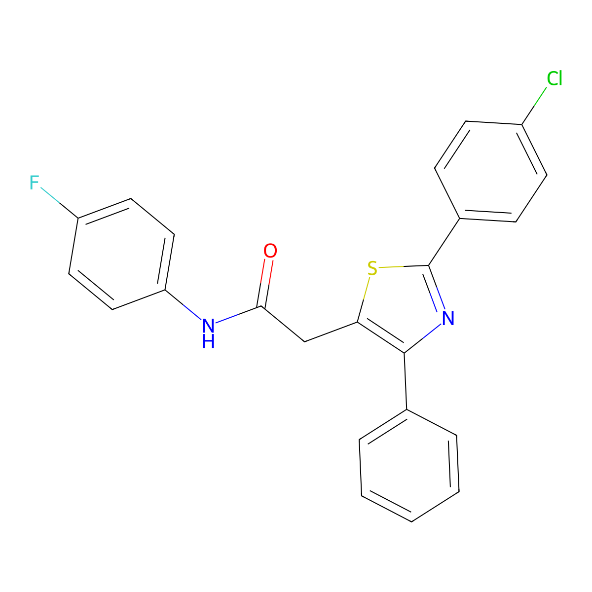 2-[2-(4-chlorophenyl)-4-phenyl-1,3-thiazol-5-yl]-N-(4-fluorophenyl)acetamide molecular structure, CAS 338957-19-0