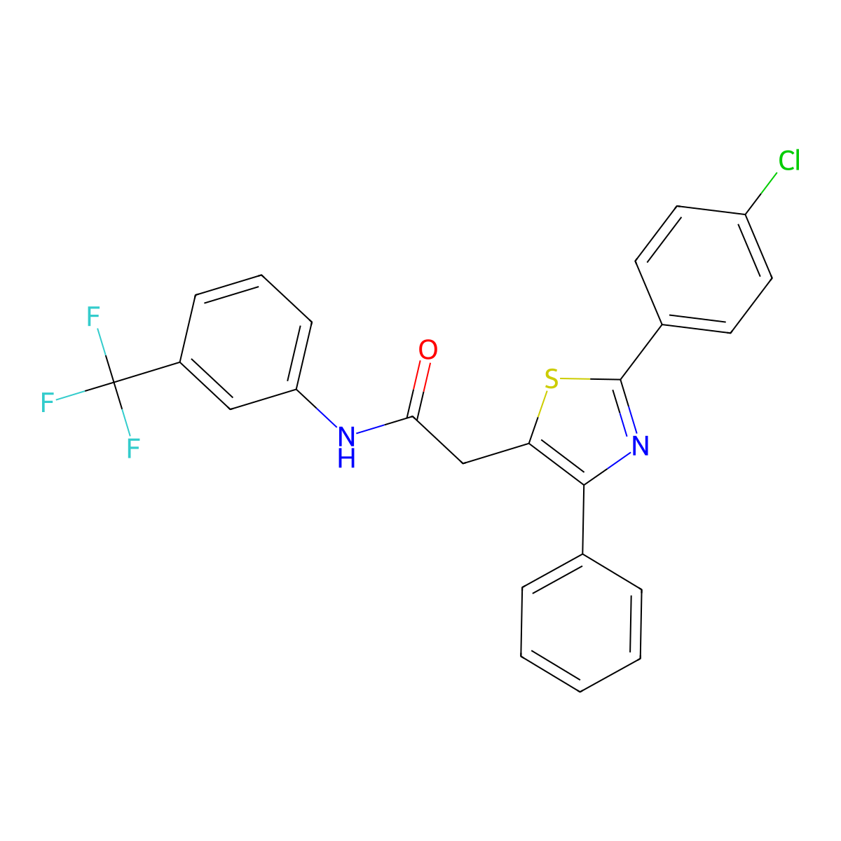 2-[2-(4-chlorophenyl)-4-phenyl-1,3-thiazol-5-yl]-N-[3-(trifluoromethyl)phenyl]acetamide molecular structure, CAS 338957-21-4