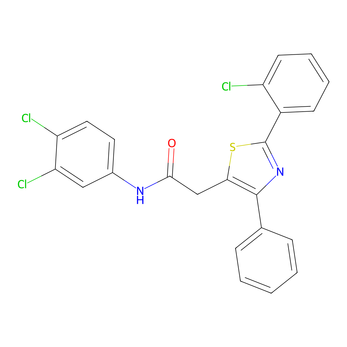 2-[2-(2-chlorophenyl)-4-phenyl-1,3-thiazol-5-yl]-N-(3,4-dichlorophenyl)acetamide molecular structure, CAS 338957-24-7