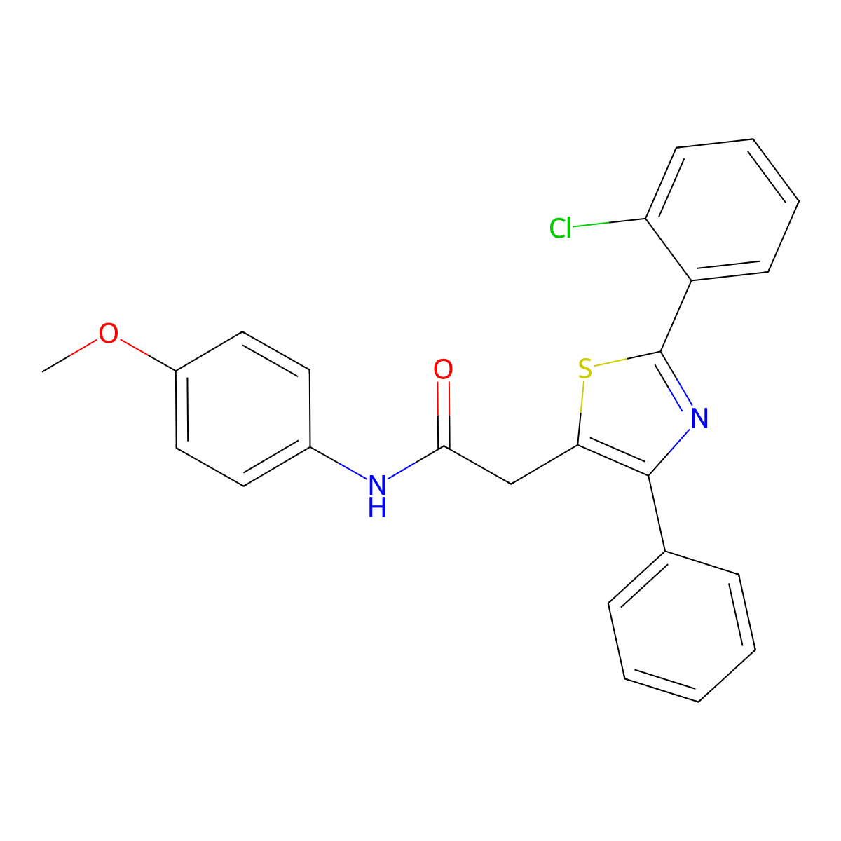 2-[2-(2-chlorophenyl)-4-phenyl-1,3-thiazol-5-yl]-N-(4-methoxyphenyl)acetamide molecular structure, CAS 338957-27-0