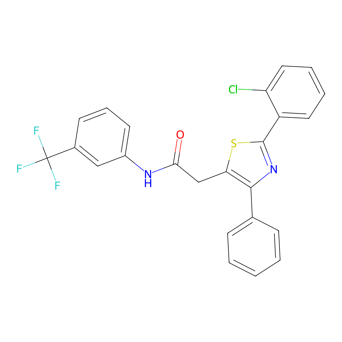 2-[2-(2-chlorophenyl)-4-phenyl-1,3-thiazol-5-yl]-N-[3-(trifluoromethyl)phenyl]acetamide molecular structure, CAS 338957-28-1