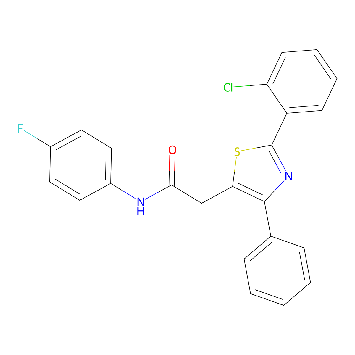 2-[2-(2-chlorophenyl)-4-phenyl-1,3-thiazol-5-yl]-N-(4-fluorophenyl)acetamide molecular structure, CAS 338957-29-2