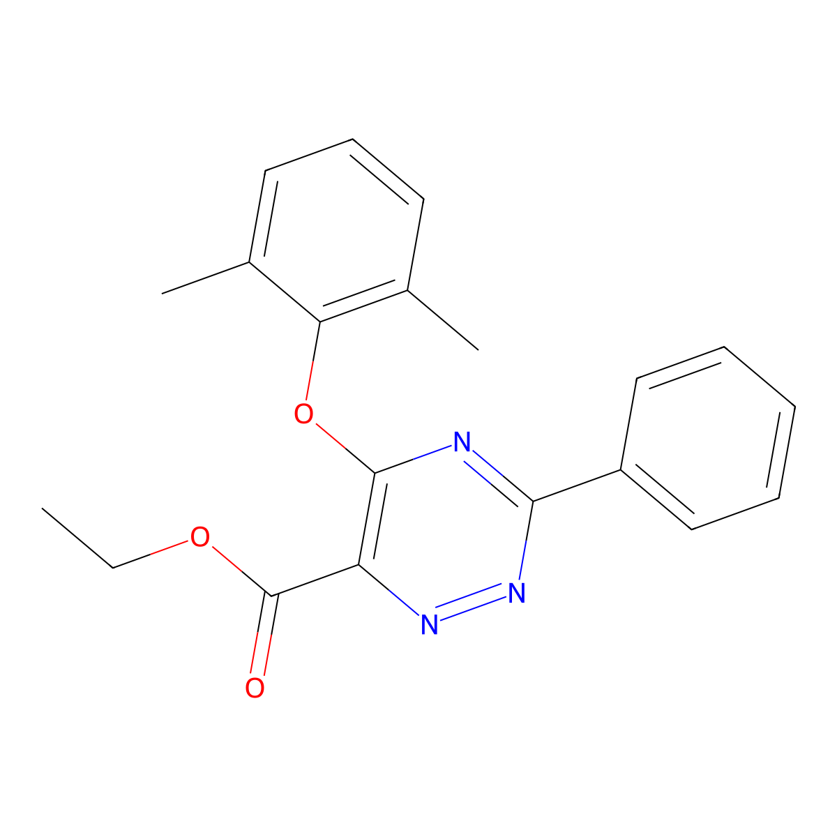 Ethyl 5-(2,6-dimethylphenoxy)-3-phenyl-1,2,4-triazine-6-carboxylate molecular structure, CAS 338957-41-8