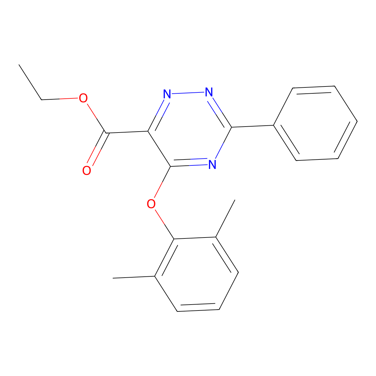 Ethyl 5-(2,6-dimethylphenoxy)-3-phenyl-1,2,4-triazine-6-carboxylate molecular structure, CAS 338957-41-8