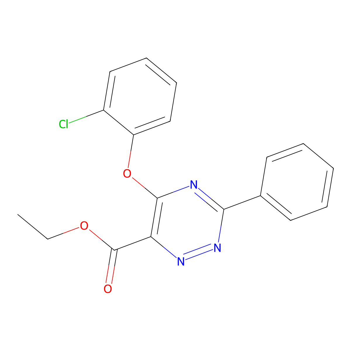Ethyl 5-(2-chlorophenoxy)-3-phenyl-1,2,4-triazine-6-carboxylate molecular structure, CAS 338957-42-9