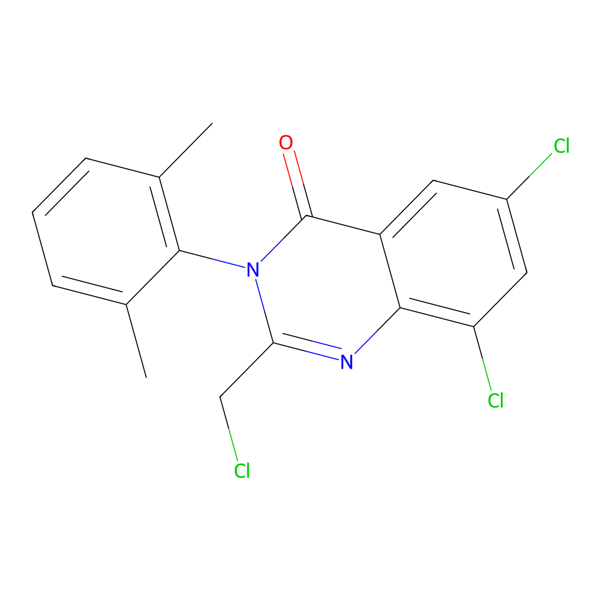 6,8-dichloro-2-(chloromethyl)-3-(2,6-dimethylphenyl)-4(3H)-quinazolinone molecular structure, CAS 338957-44-1