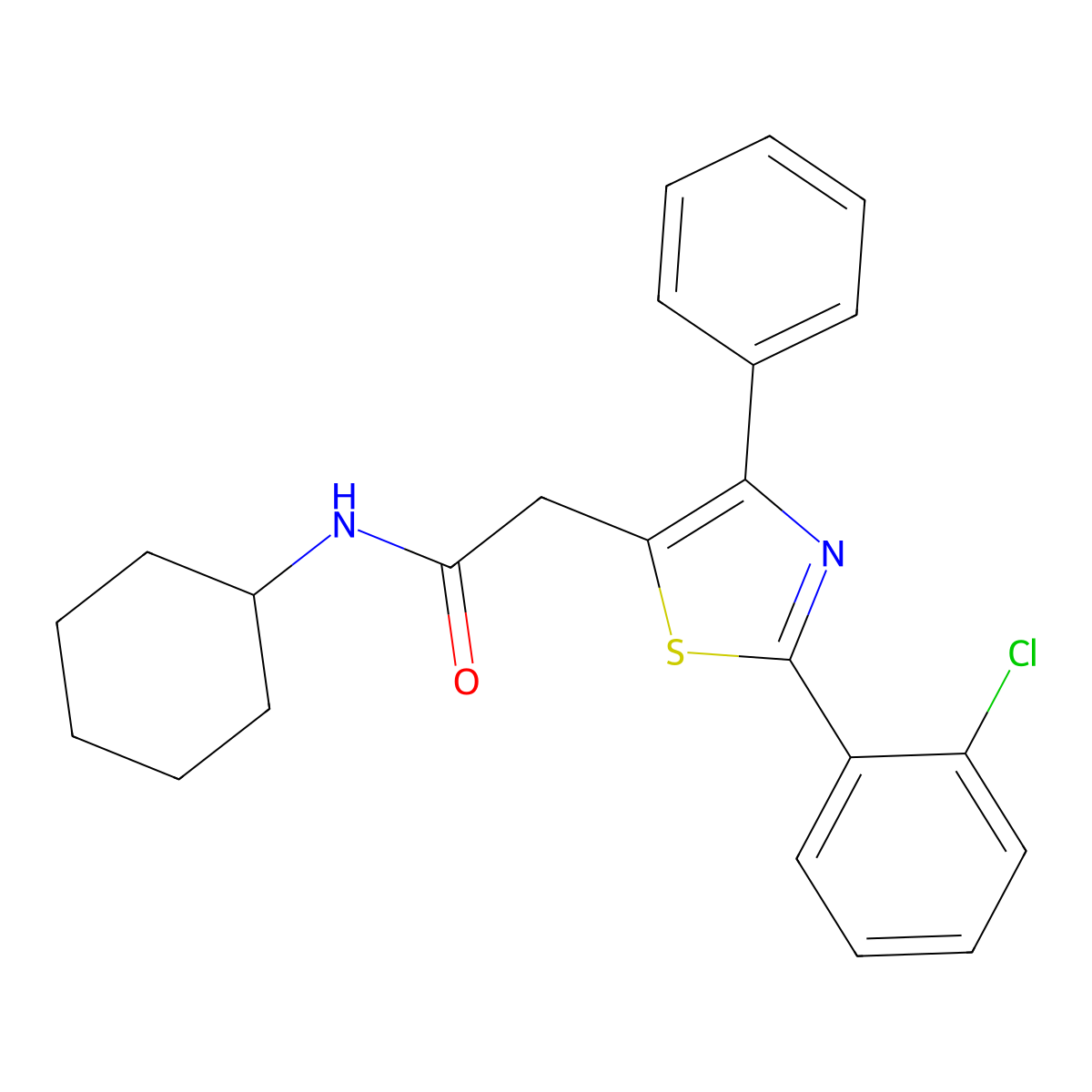 2-[2-(2-chlorophenyl)-4-phenyl-1,3-thiazol-5-yl]-N-cyclohexylacetamide molecular structure, CAS 338957-45-2
