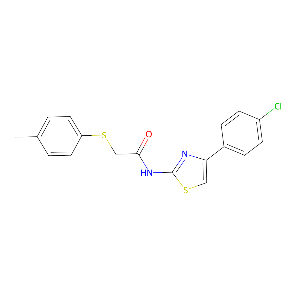 N-[4-(4-chlorophenyl)-1,3-thiazol-2-yl]-2-[(4-methylphenyl)sulfanyl]acetamide molecular structure, CAS 338957-52-1