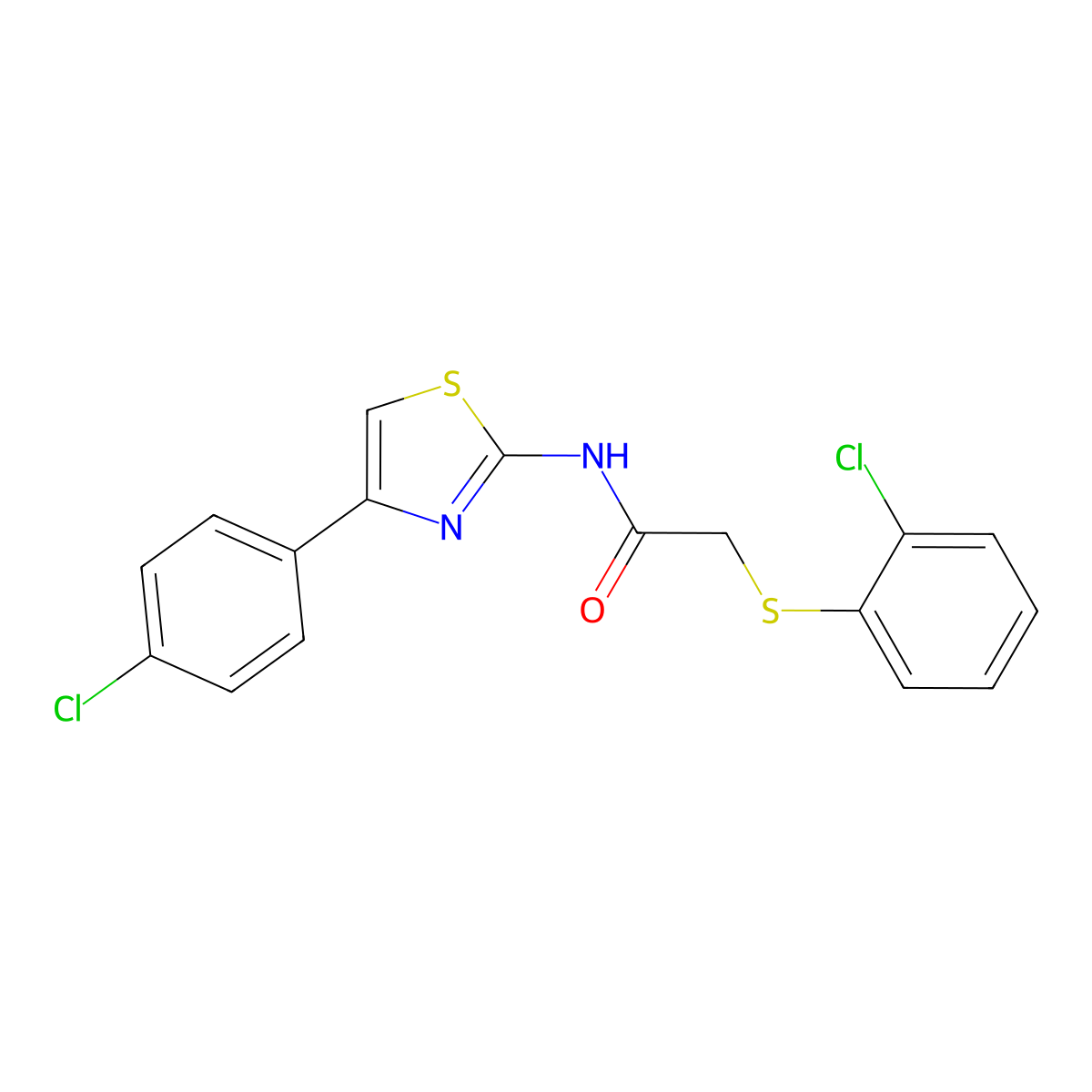 2-[(2-chlorophenyl)sulfanyl]-N-[4-(4-chlorophenyl)-1,3-thiazol-2-yl]acetamide molecular structure, CAS 338957-54-3