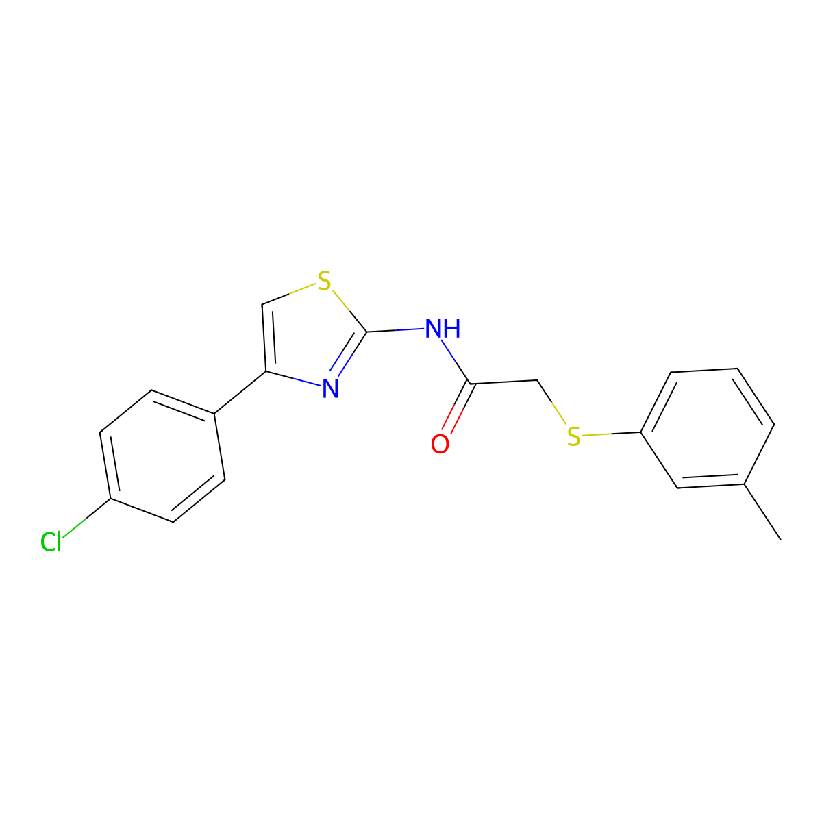 N-[4-(4-chlorophenyl)-1,3-thiazol-2-yl]-2-[(3-methylphenyl)sulfanyl]acetamide molecular structure, CAS 338957-55-4