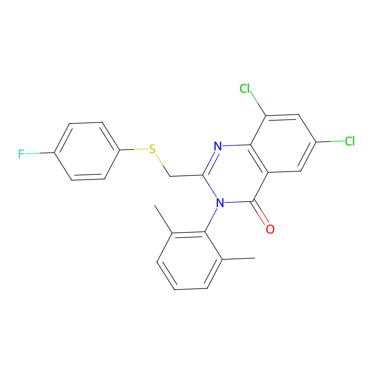 6,8-Dichloro-3-(2,6-dimethylphenyl)-2-{[(4-fluorophenyl)sulfanyl]methyl}-3,4-dihydroquinazolin-4-one molecular structure, CAS 338957-60-1