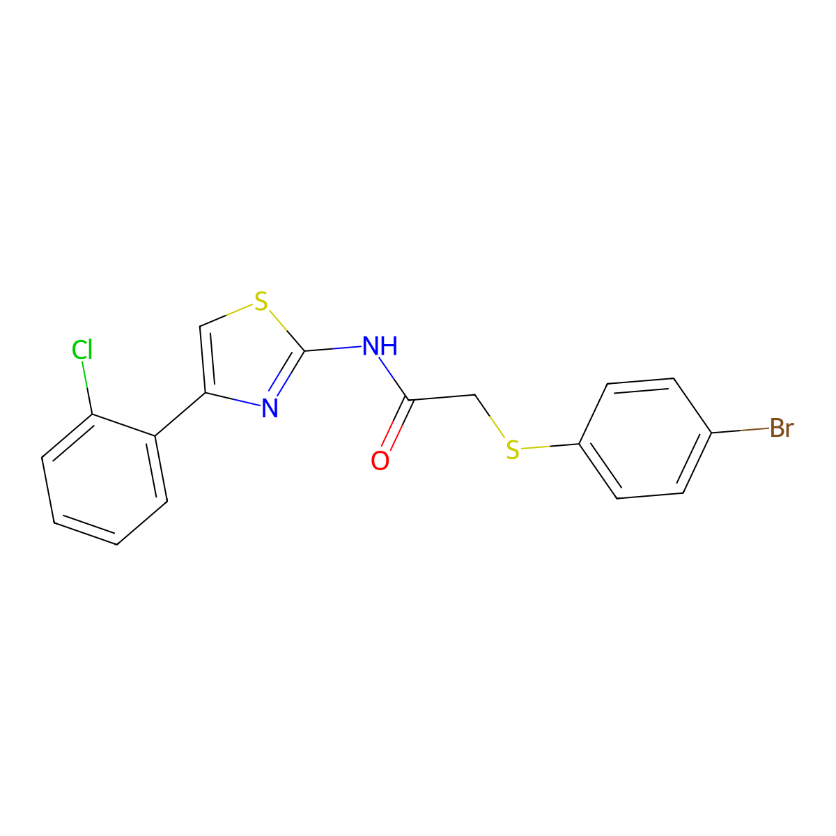 2-[(4-bromophenyl)sulfanyl]-N-[4-(2-chlorophenyl)-1,3-thiazol-2-yl]acetamide molecular structure, CAS 338957-67-8
