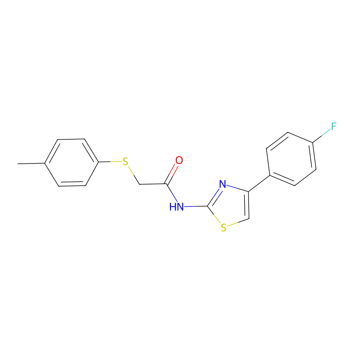 N-[4-(4-fluorophenyl)-1,3-thiazol-2-yl]-2-[(4-methylphenyl)sulfanyl]acetamide molecular structure, CAS 338957-70-3