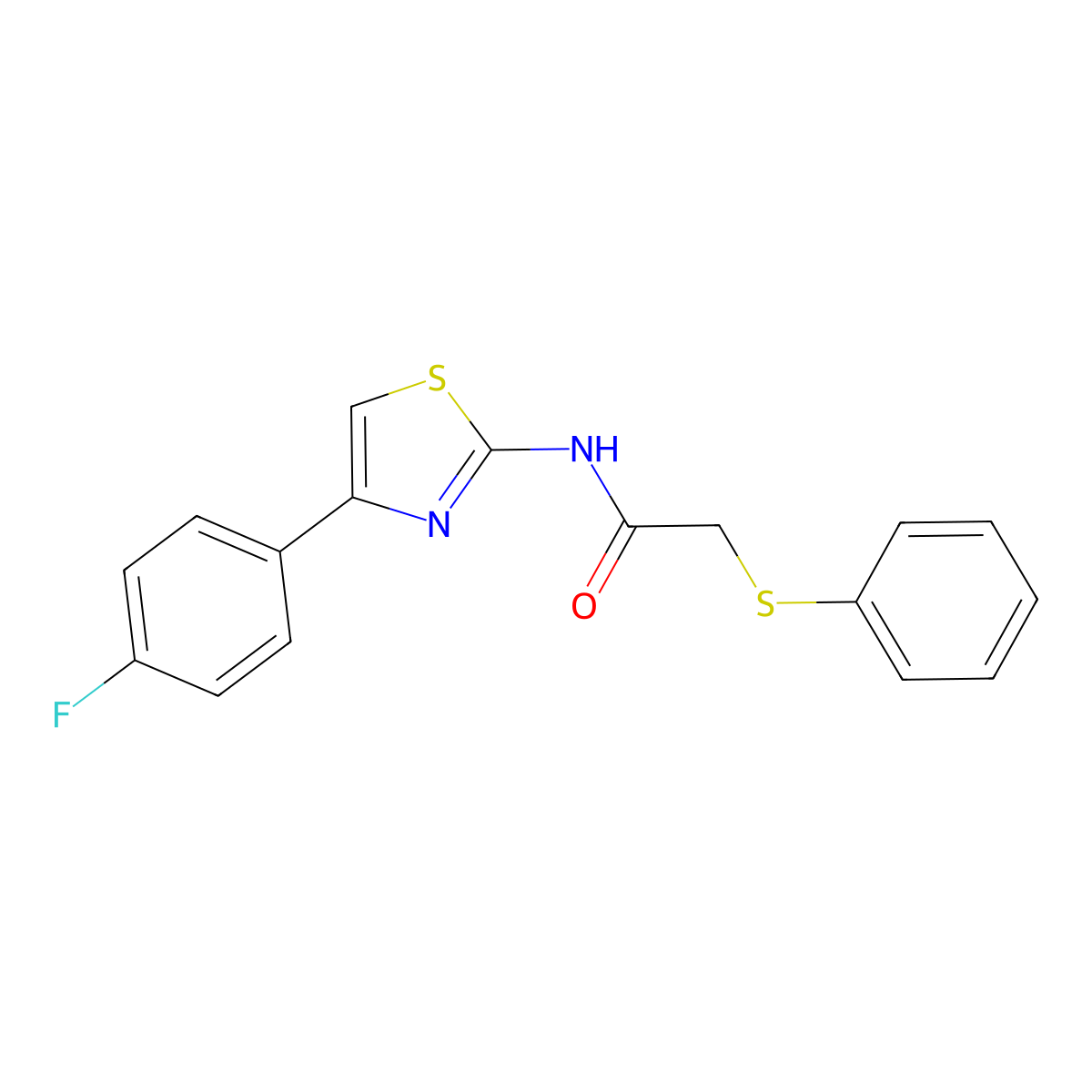 N-[4-(4-fluorophenyl)-1,3-thiazol-2-yl]-2-(phenylsulfanyl)acetamide molecular structure, CAS 338957-71-4